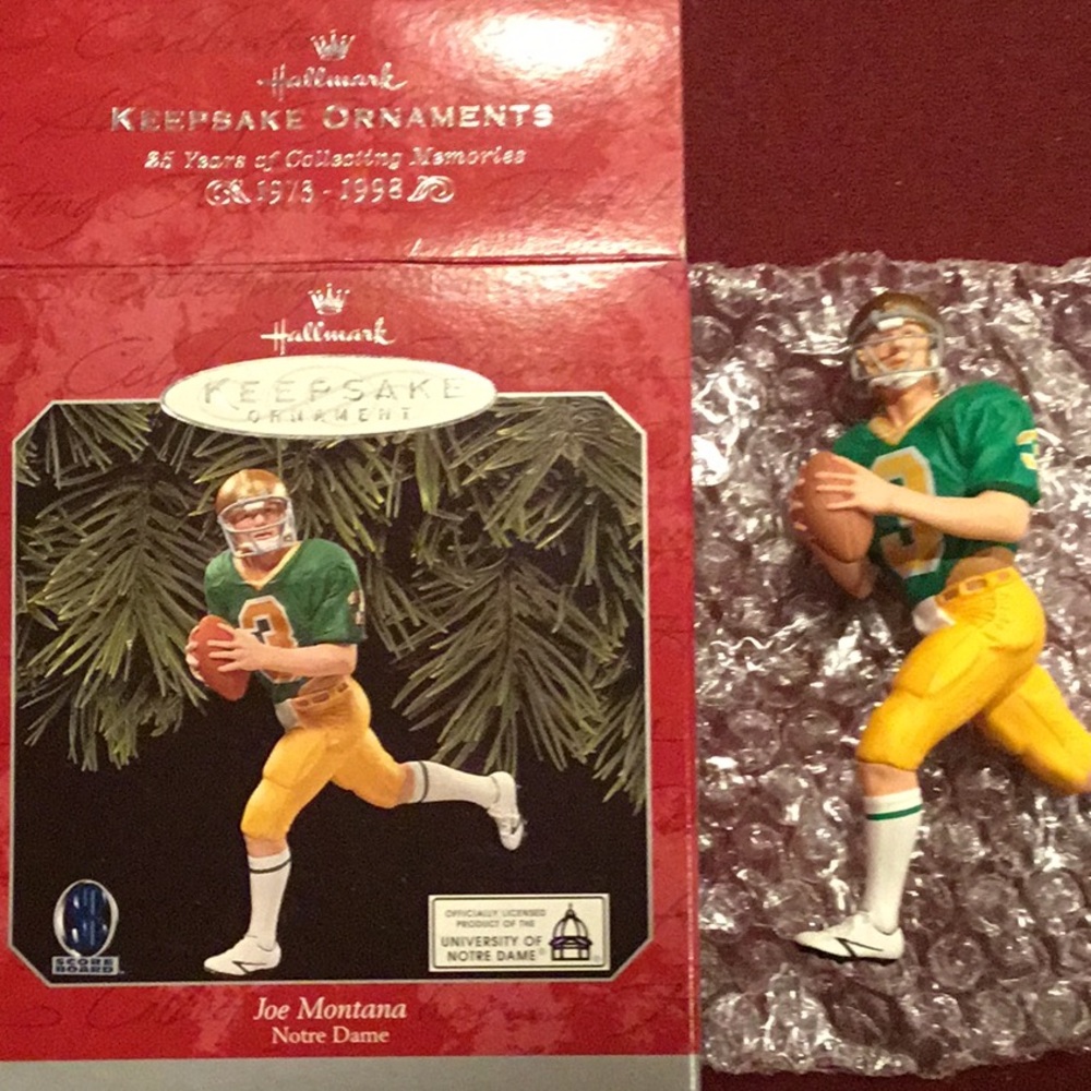 Hallmark Keepsake Joe Montana Green and Yellow Ornament